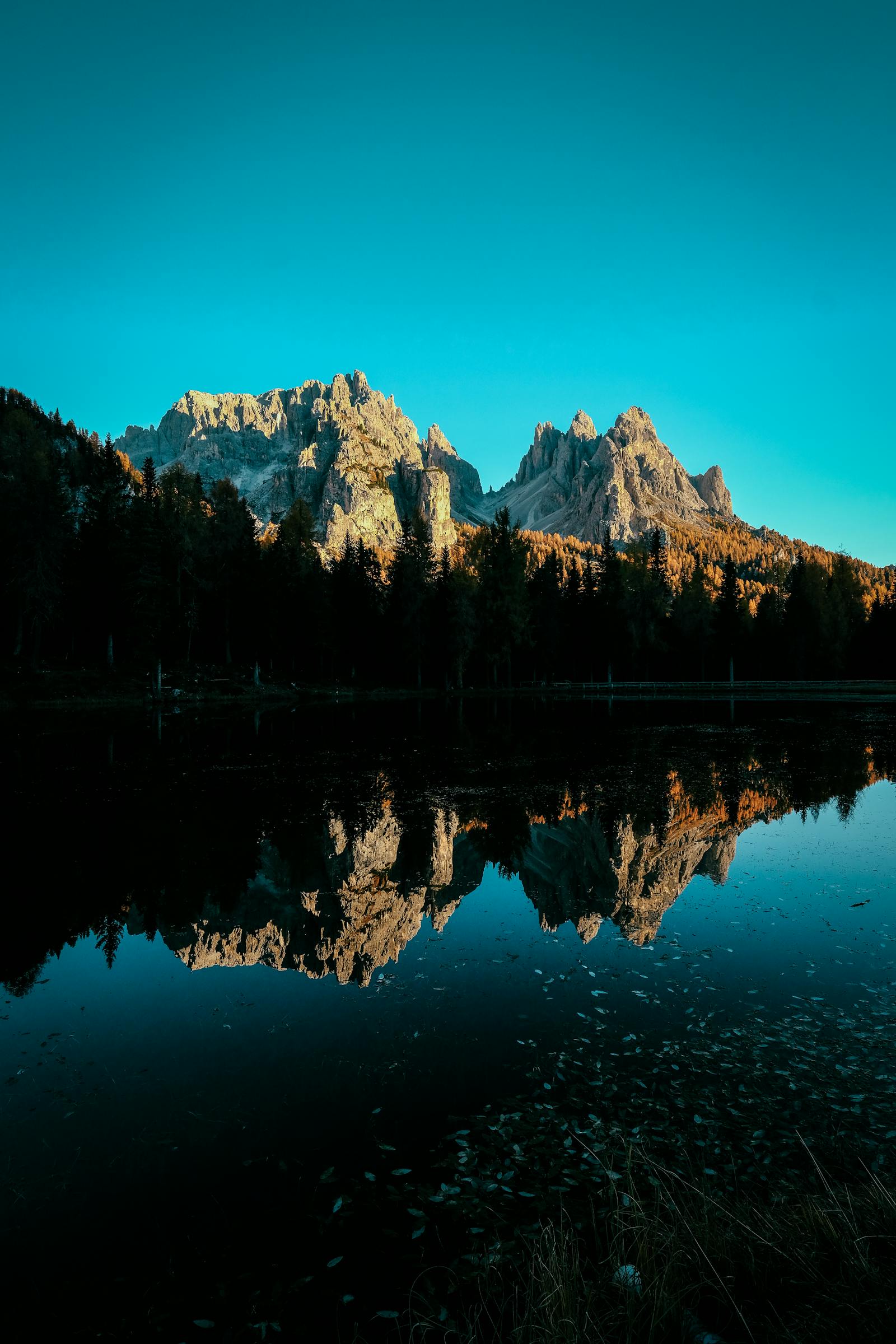 Mountain lake in changing light