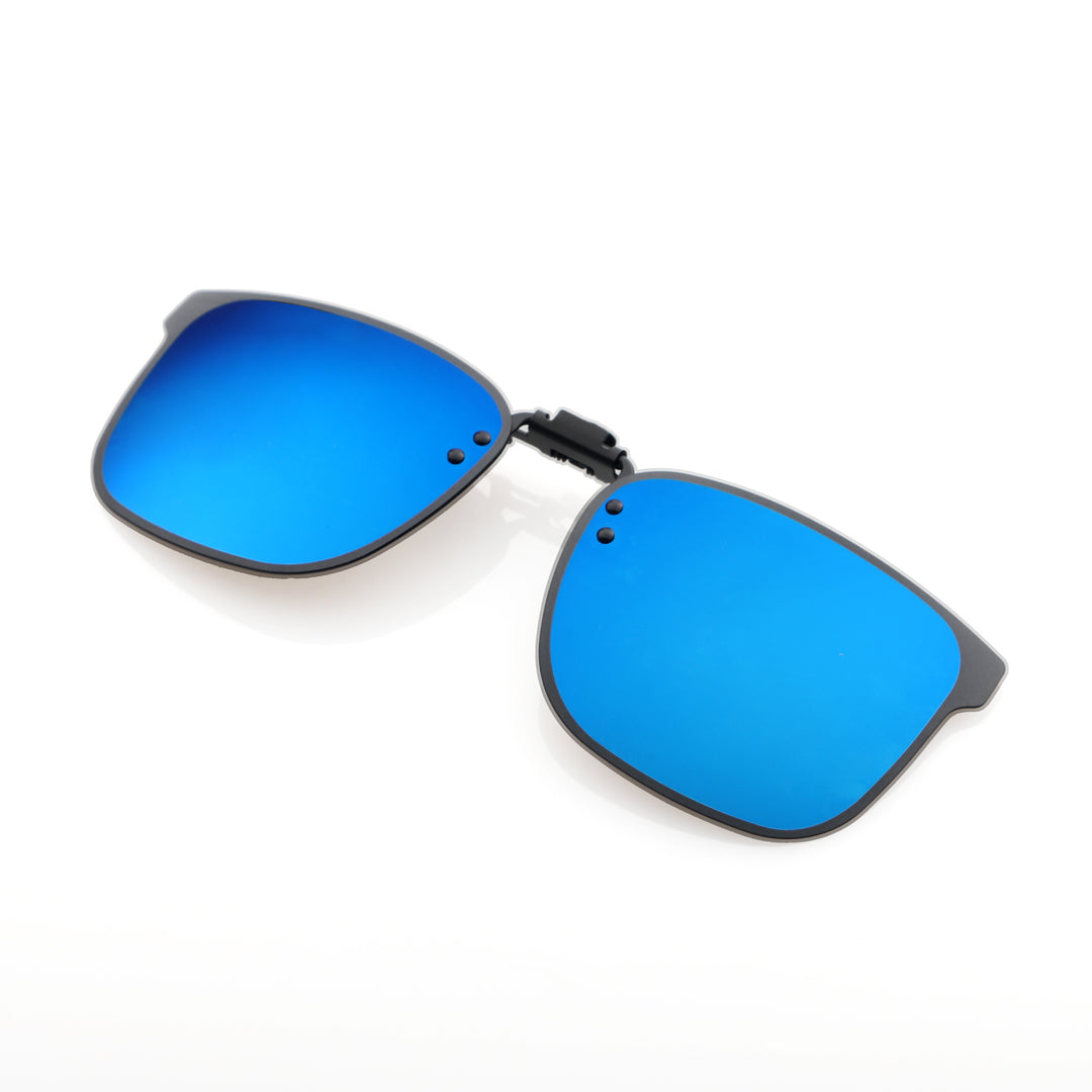 Walleva Polarized Clip-On Flip-Up Sunglasses — Blue