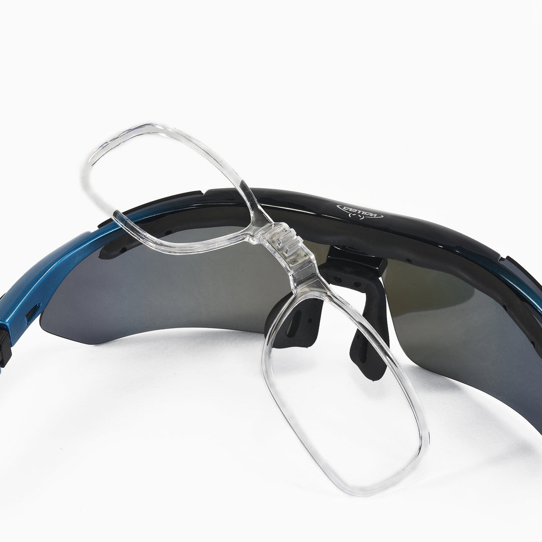 Walleva WSG001 Polarized Sunglasses — Rx-Ready with Hat Clip — Ice Blue