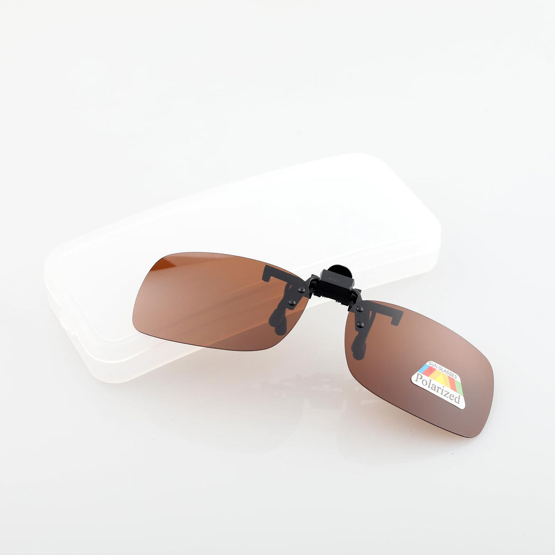 Walleva Polarized Clip-On Flip-Up Sunglasses — Brown