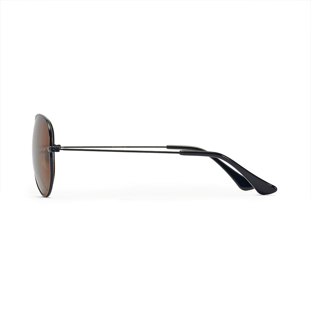 Walleva Pilo Polarized Sunglasses — Aluminum Alloy Frame — Black Frame / Brown Polarized