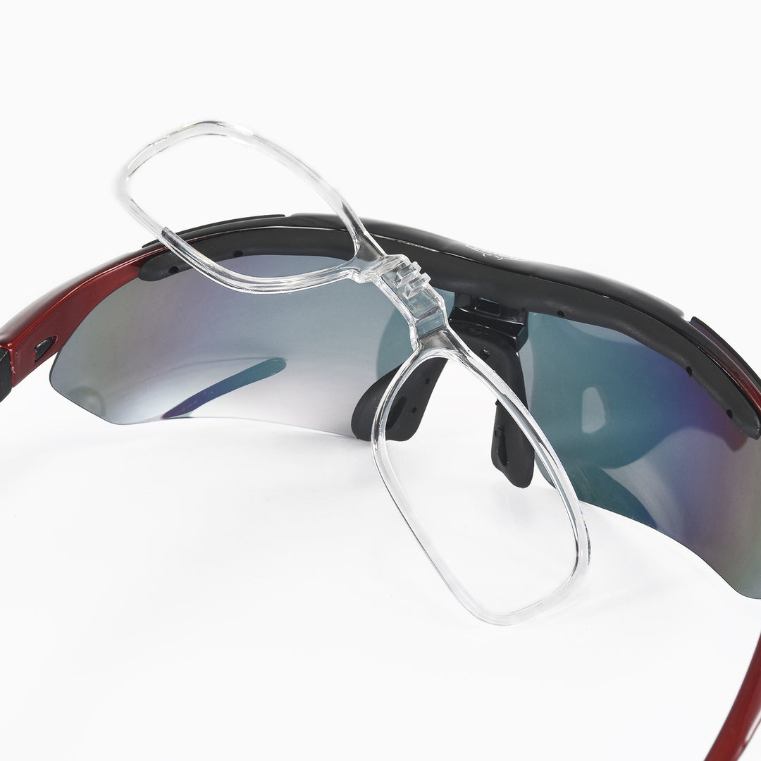 Walleva WSG001 Polarized Sunglasses — Rx-Ready with Hat Clip — Fire Red