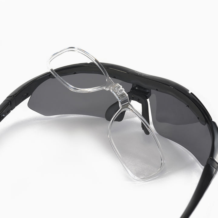 Walleva WSG001 Polarized Sunglasses — Rx-Ready with Hat Clip — Black
