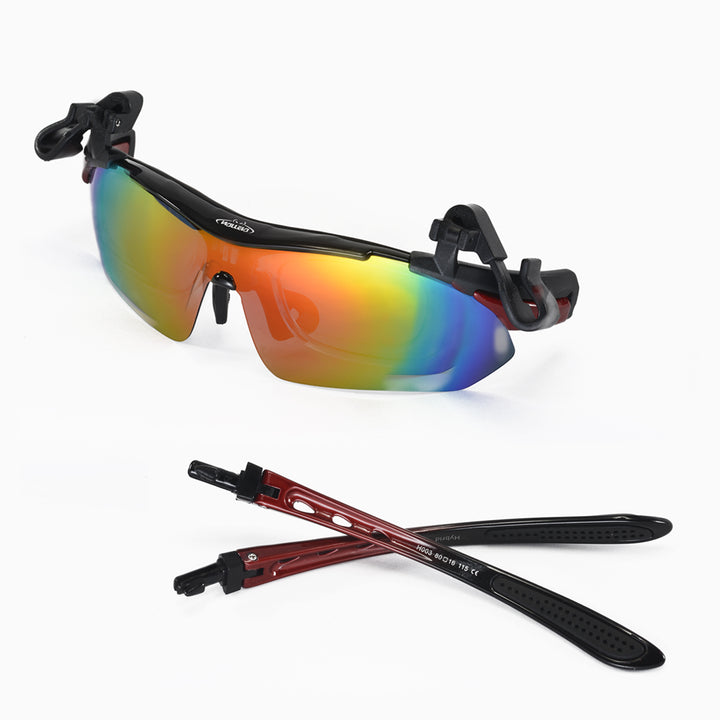 Walleva WSG001 Polarized Sunglasses — Rx-Ready with Hat Clip — Fire Red