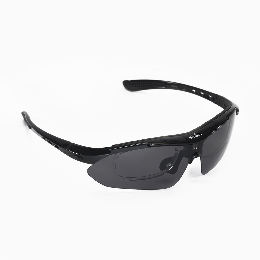 Walleva WSG001 Polarized Sunglasses — Rx-Ready with Hat Clip — Black
