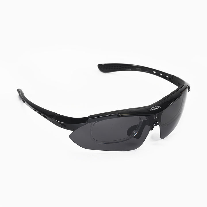 Walleva WSG001 Polarized Sunglasses — Rx-Ready with Hat Clip — Black