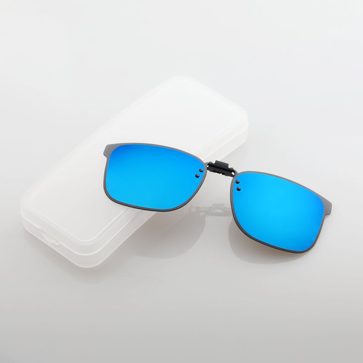 Walleva Polarized Clip-On Flip-Up Sunglasses — Blue