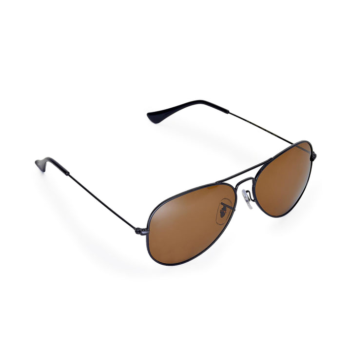 Walleva Pilo Polarized Sunglasses — Aluminum Alloy Frame — Black Frame / Brown Polarized