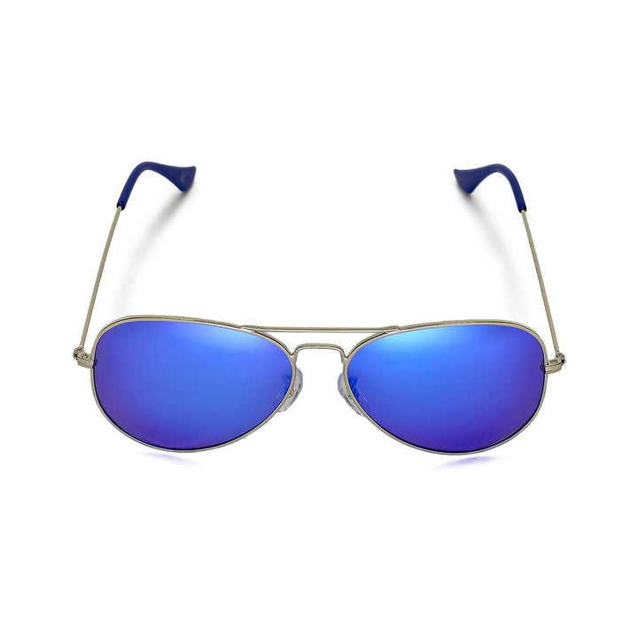 Walleva Pilo Polarized Sunglasses — Aluminum Alloy Frame — Titanium Frame / Blue Mirror