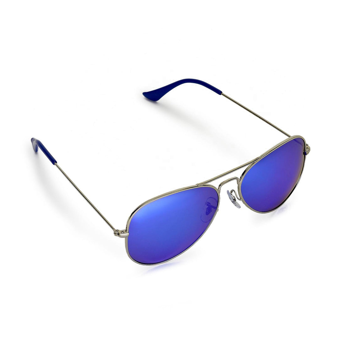 Walleva Pilo Polarized Sunglasses — Aluminum Alloy Frame — Titanium Frame / Blue Mirror