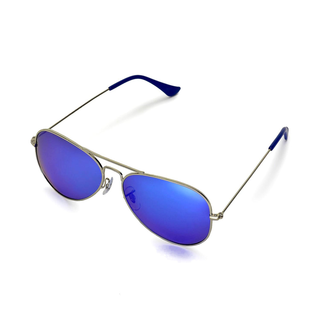 Walleva Pilo Polarized Sunglasses — Aluminum Alloy Frame — Titanium Frame / Blue Mirror