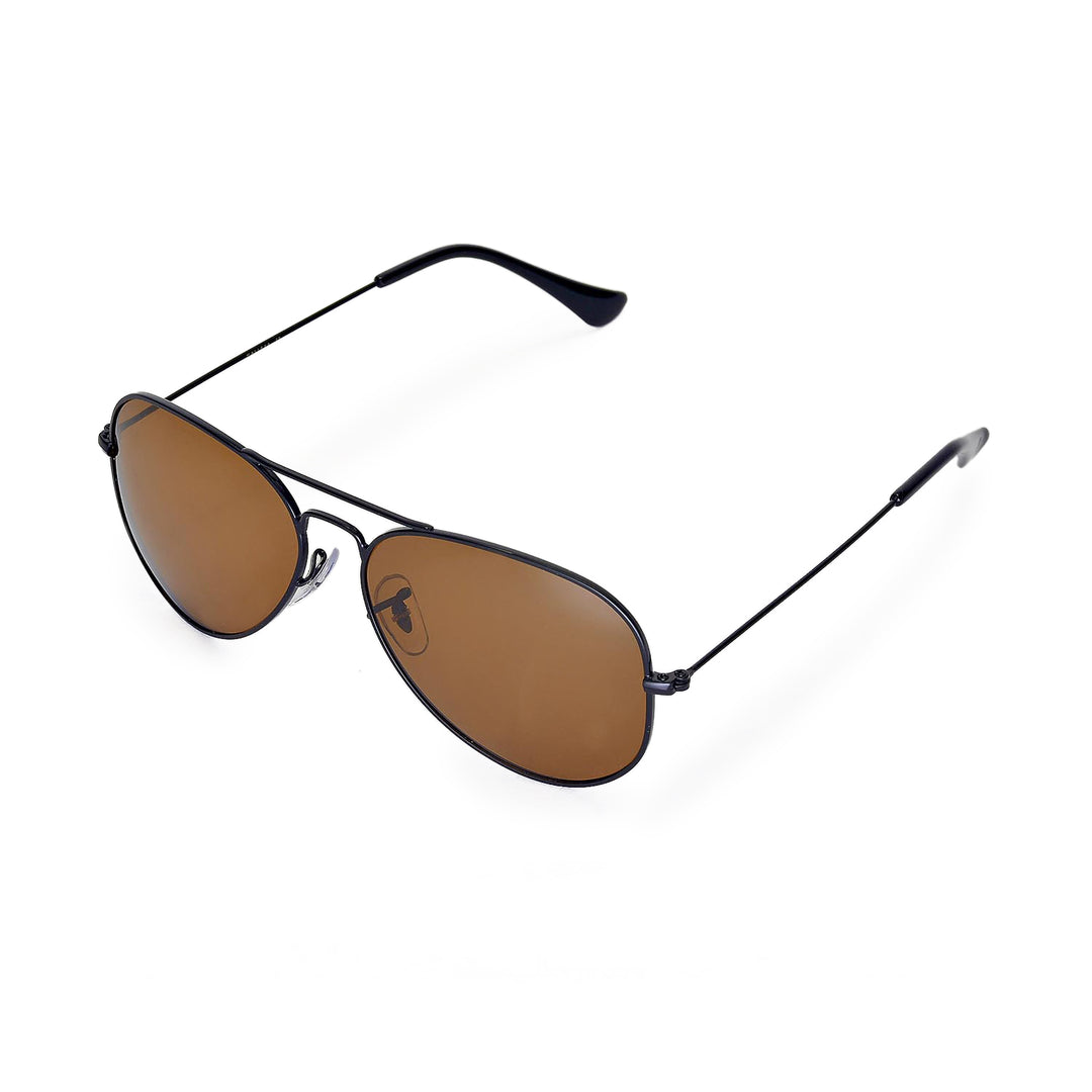 Walleva Pilo Polarized Sunglasses — Aluminum Alloy Frame — Black Frame / Brown Polarized
