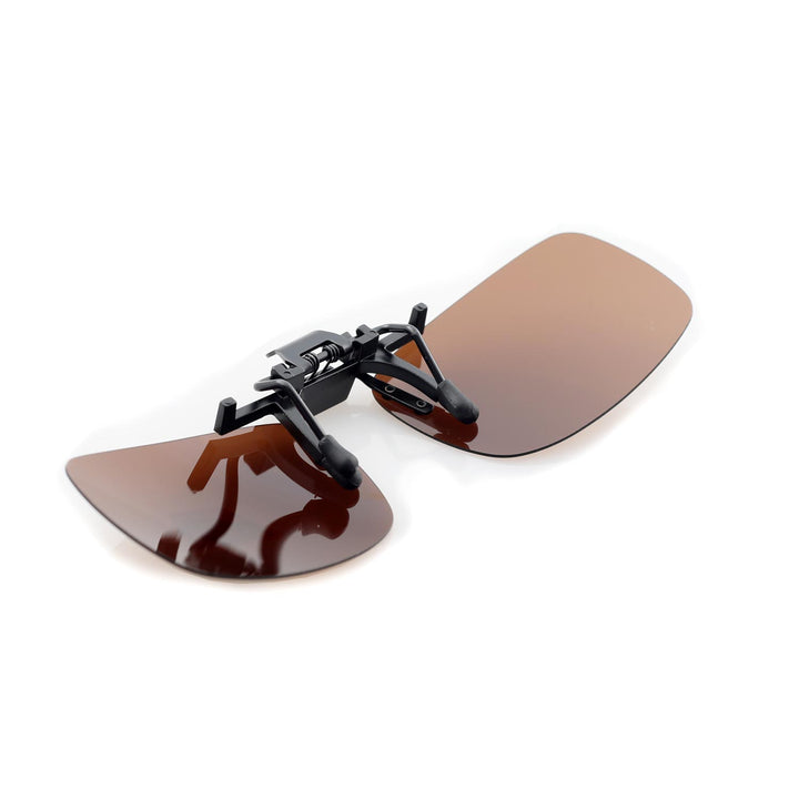 Walleva Polarized Clip-On Flip-Up Sunglasses — Brown