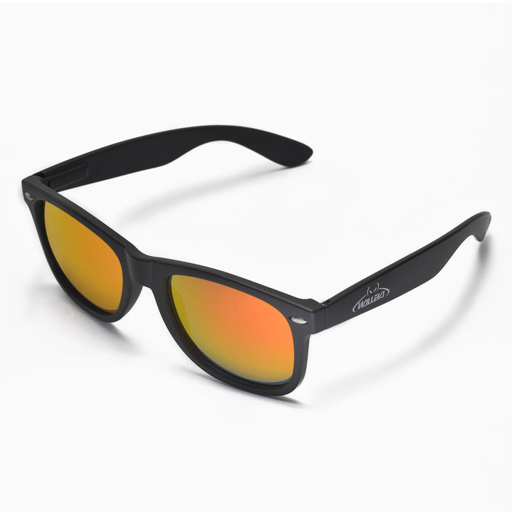 Walleva Kudo Polarized Sunglasses — Black Frame / Fire Red