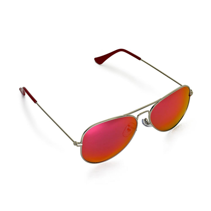Walleva Pilo Polarized Sunglasses — Aluminum Alloy Frame — Titanium Frame / Fire Red Mirror