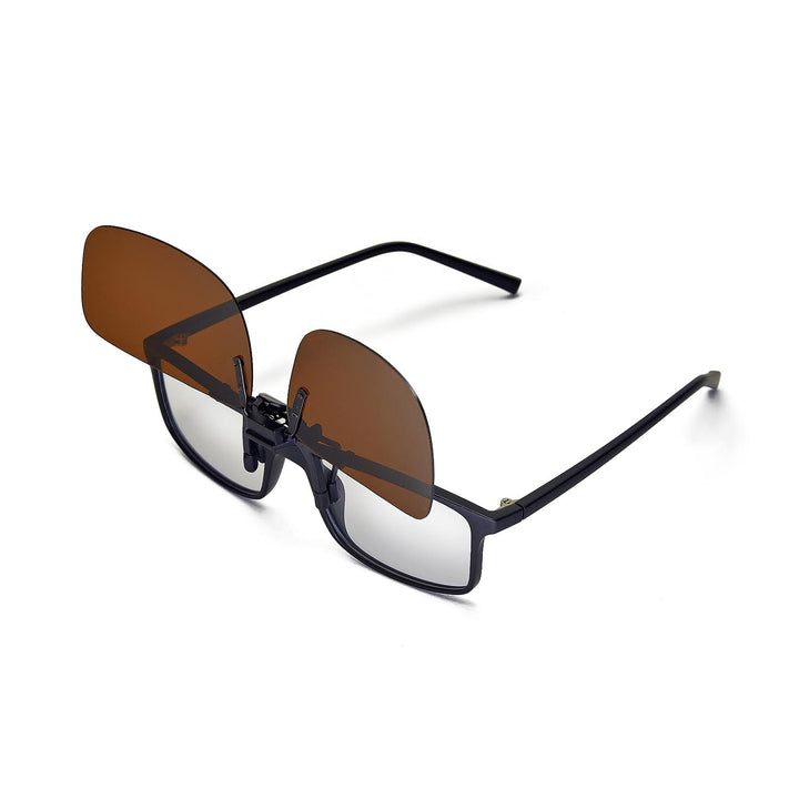 Walleva Polarized Clip-On Flip-Up Sunglasses — Brown