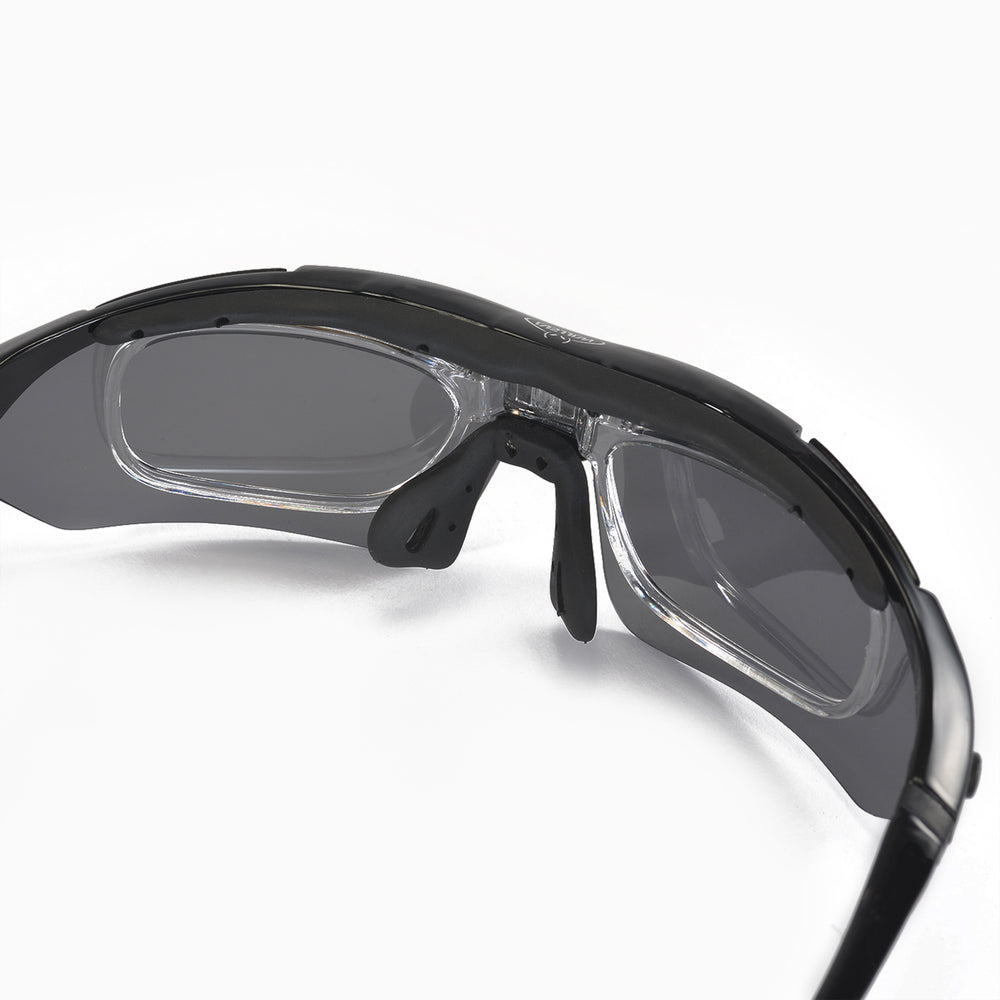 Walleva WSG001 Polarized Sunglasses — Rx-Ready with Hat Clip — Black#color_black