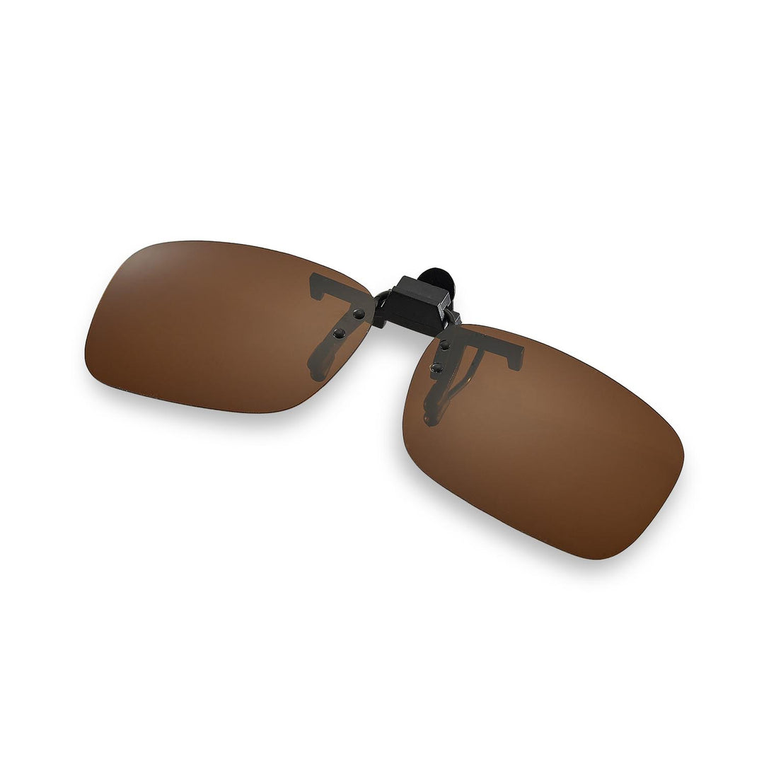 Walleva Polarized Clip-On Flip-Up Sunglasses — Brown