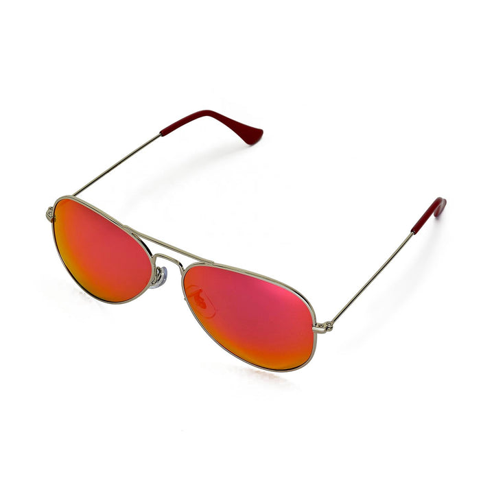 Walleva Pilo Polarized Sunglasses — Aluminum Alloy Frame — Titanium Frame / Fire Red Mirror