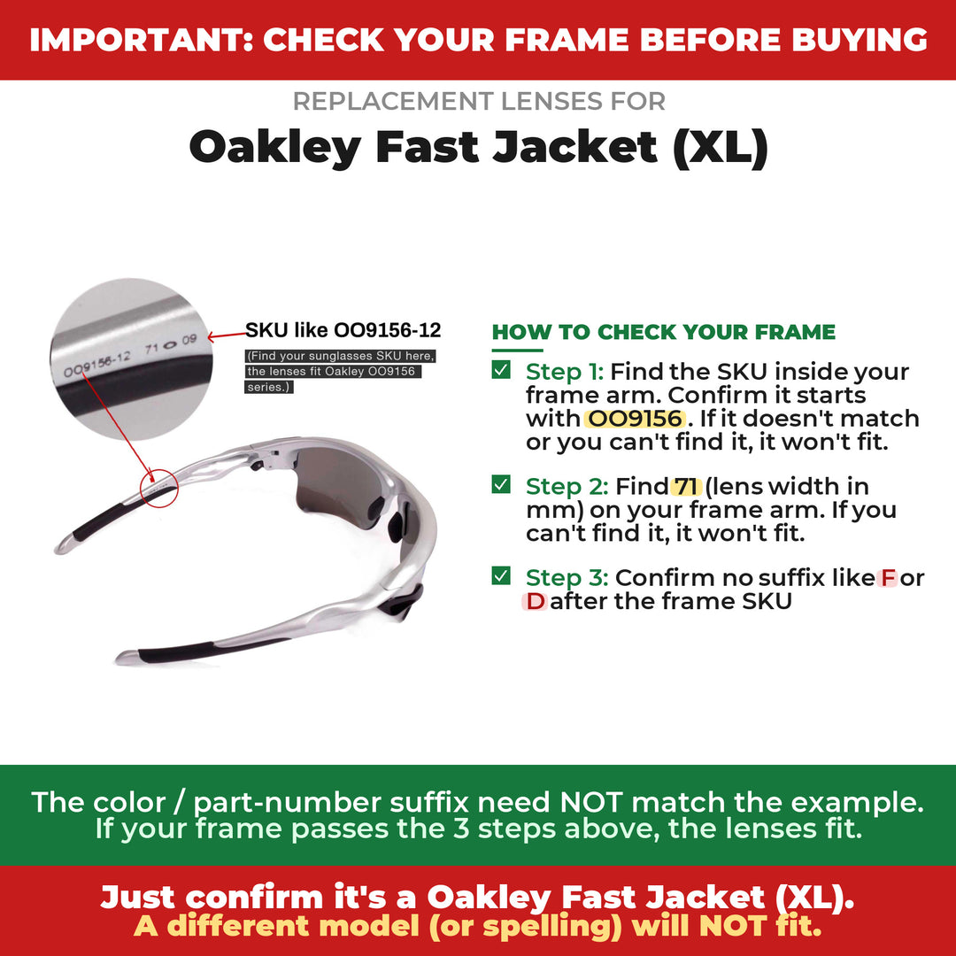 Verify your Oakley Fast Jacket (XL) frame