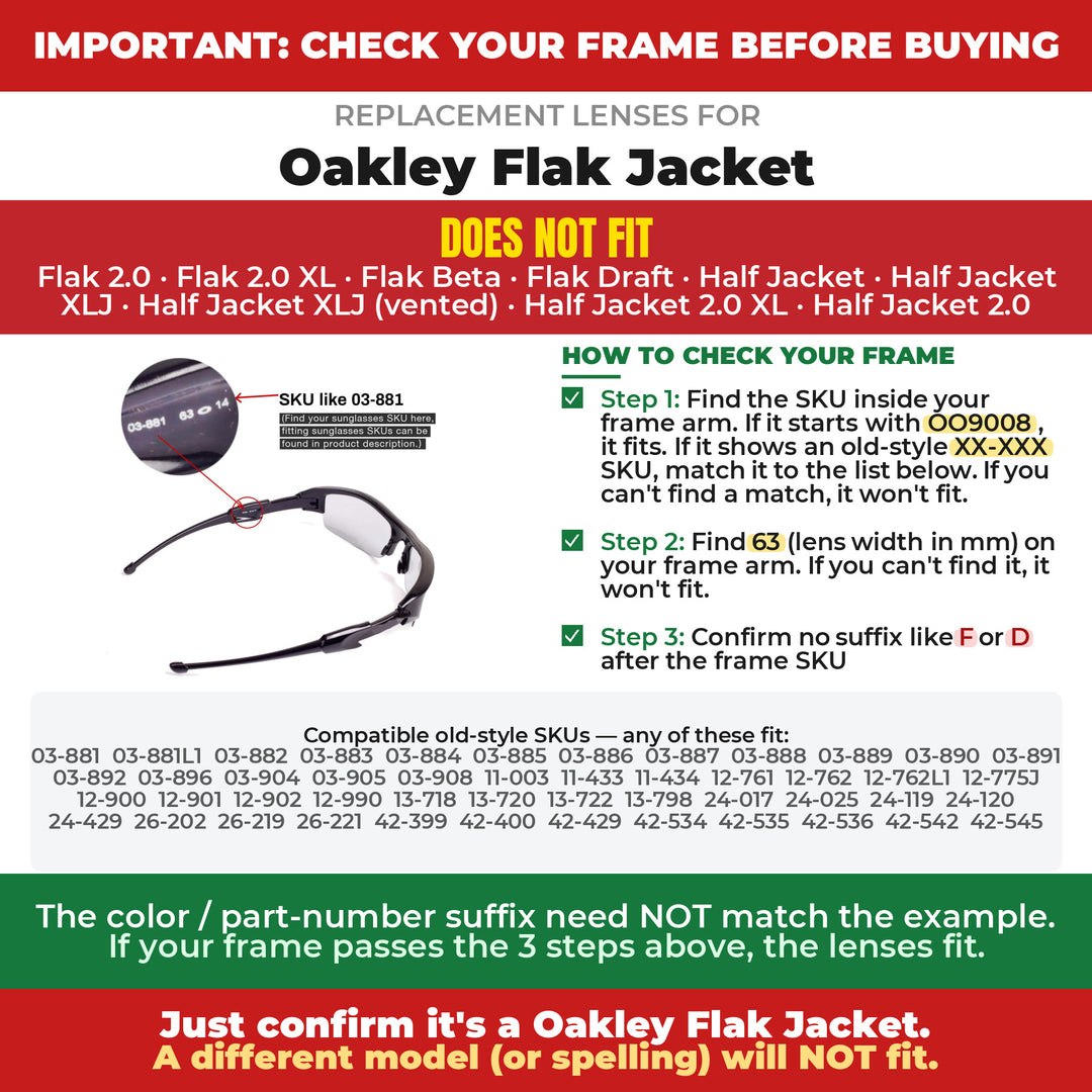 Verify your Oakley Flak Jacket frame