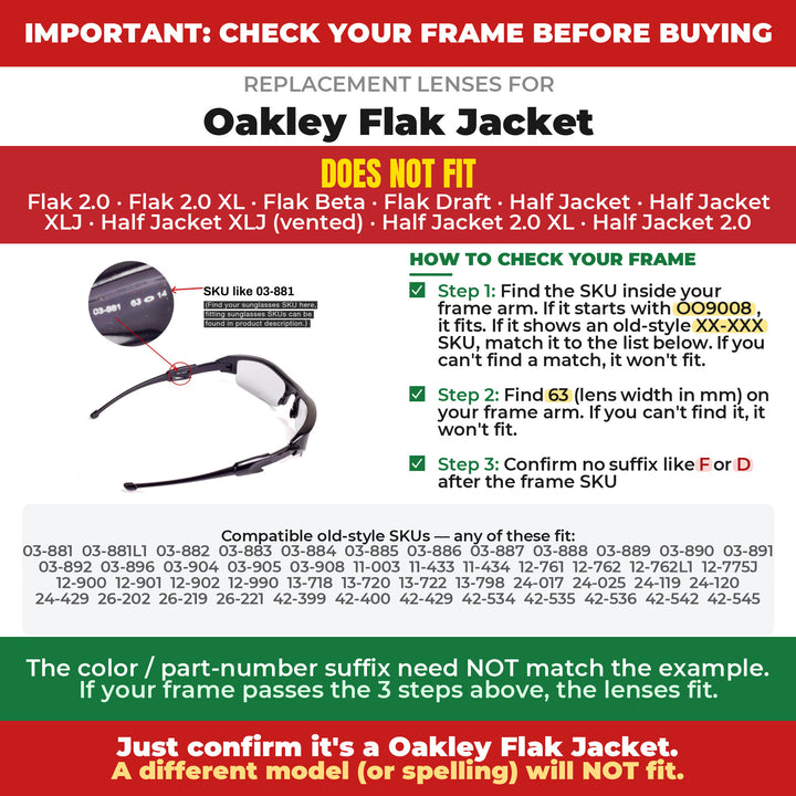 Verify your Oakley Flak Jacket frame