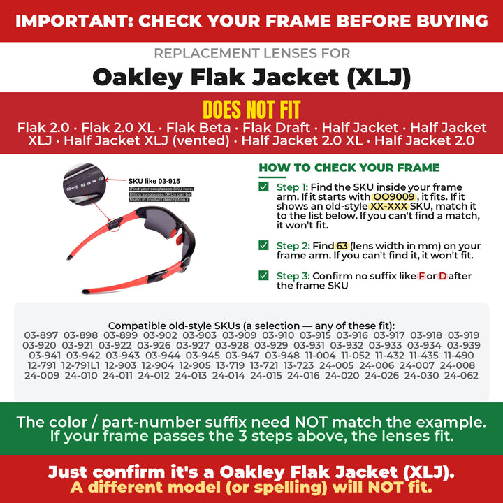 Verify your Oakley Flak Jacket (XLJ) frame