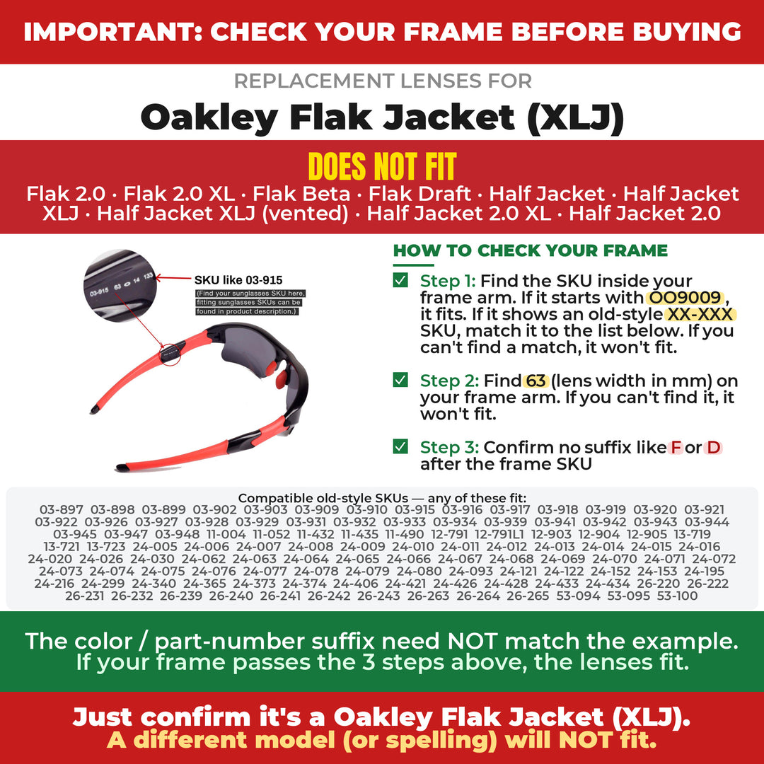 Verify your Oakley Flak Jacket (XLJ) frame