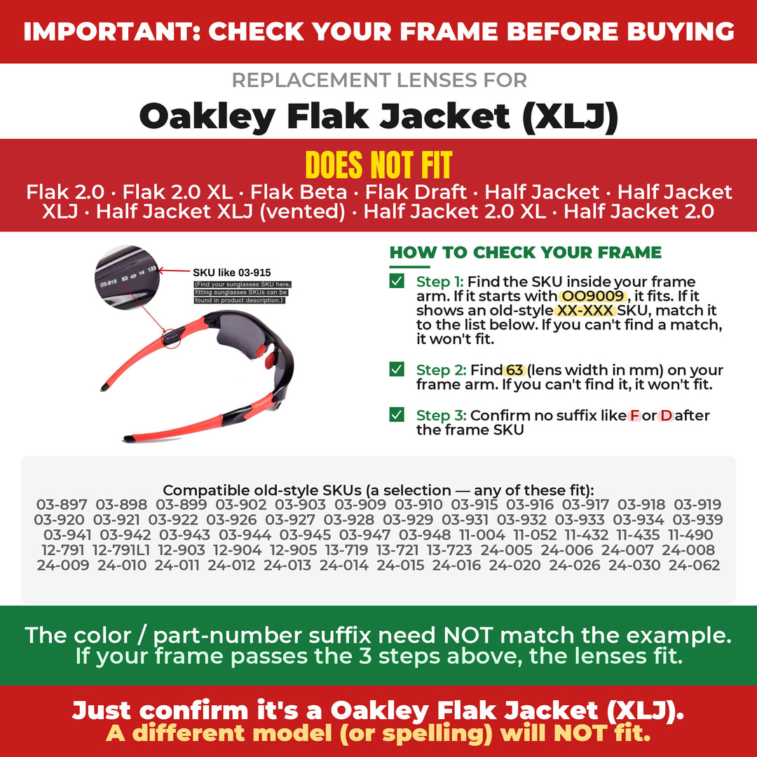 Verify your Oakley Flak Jacket (XLJ) frame