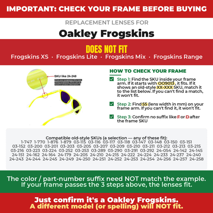 Verify your Oakley Frogskins frame