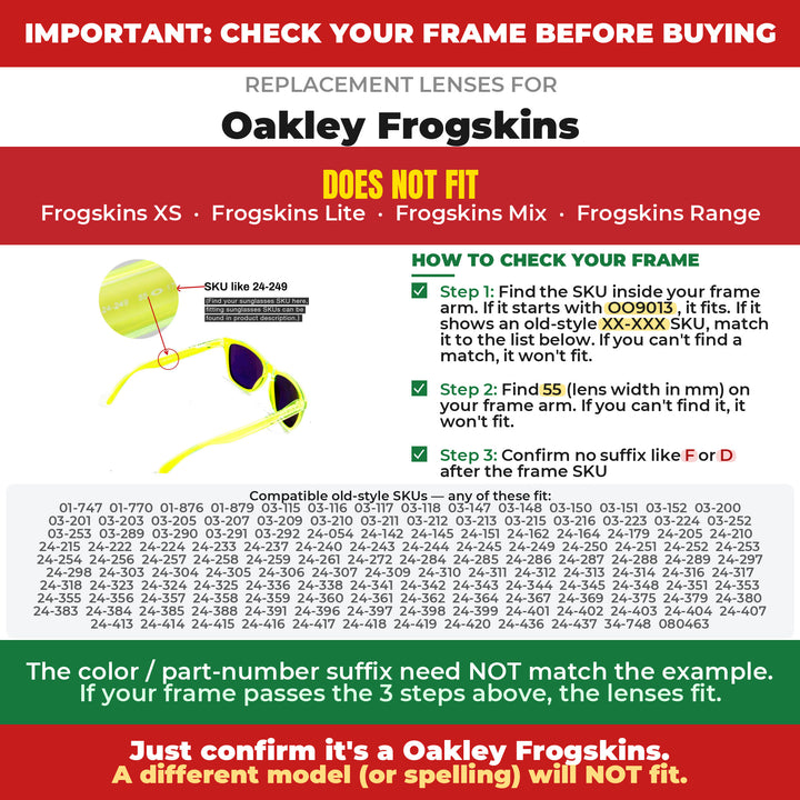 Verify your Oakley Frogskins frame