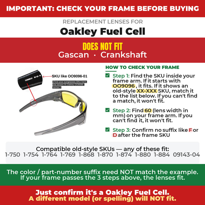 Verify your Oakley Fuel Cell frame