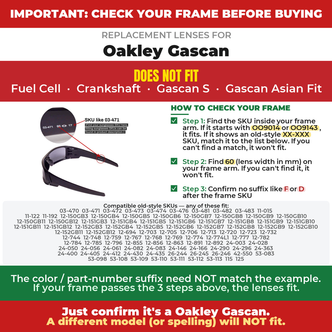 Verify your Oakley Gascan frame