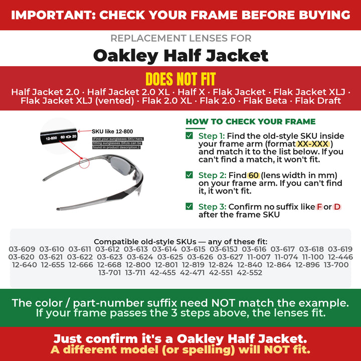 Verify your Oakley Half Jacket frame