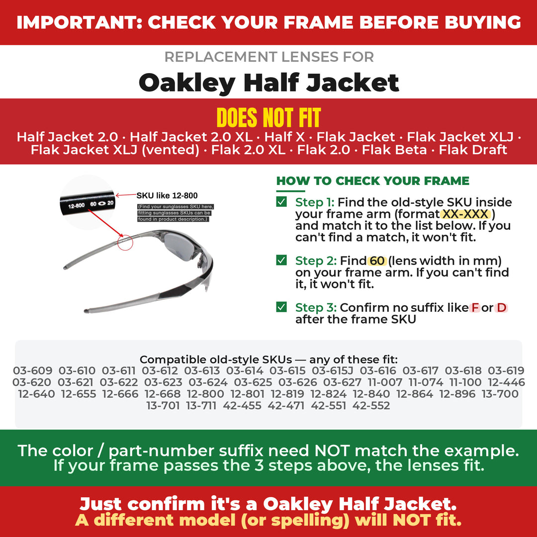 Verify your Oakley Half Jacket frame