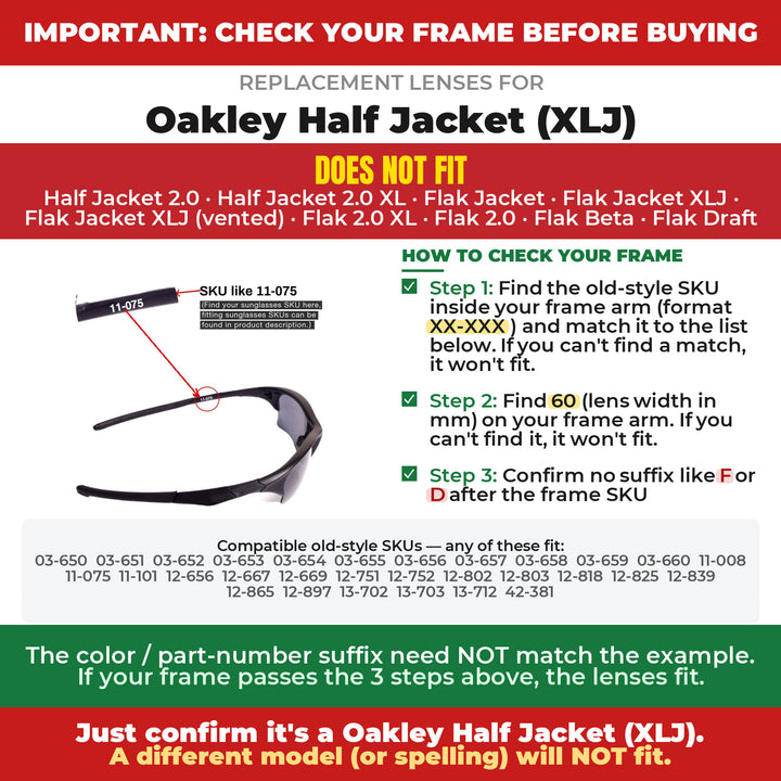 Verify your Oakley Half Jacket (XLJ) frame