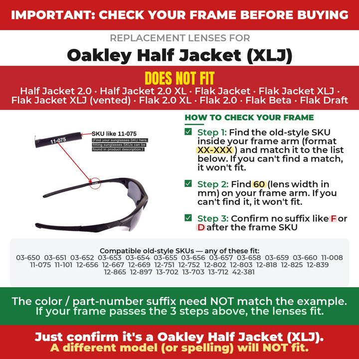 Verify your Oakley Half Jacket (XLJ) frame