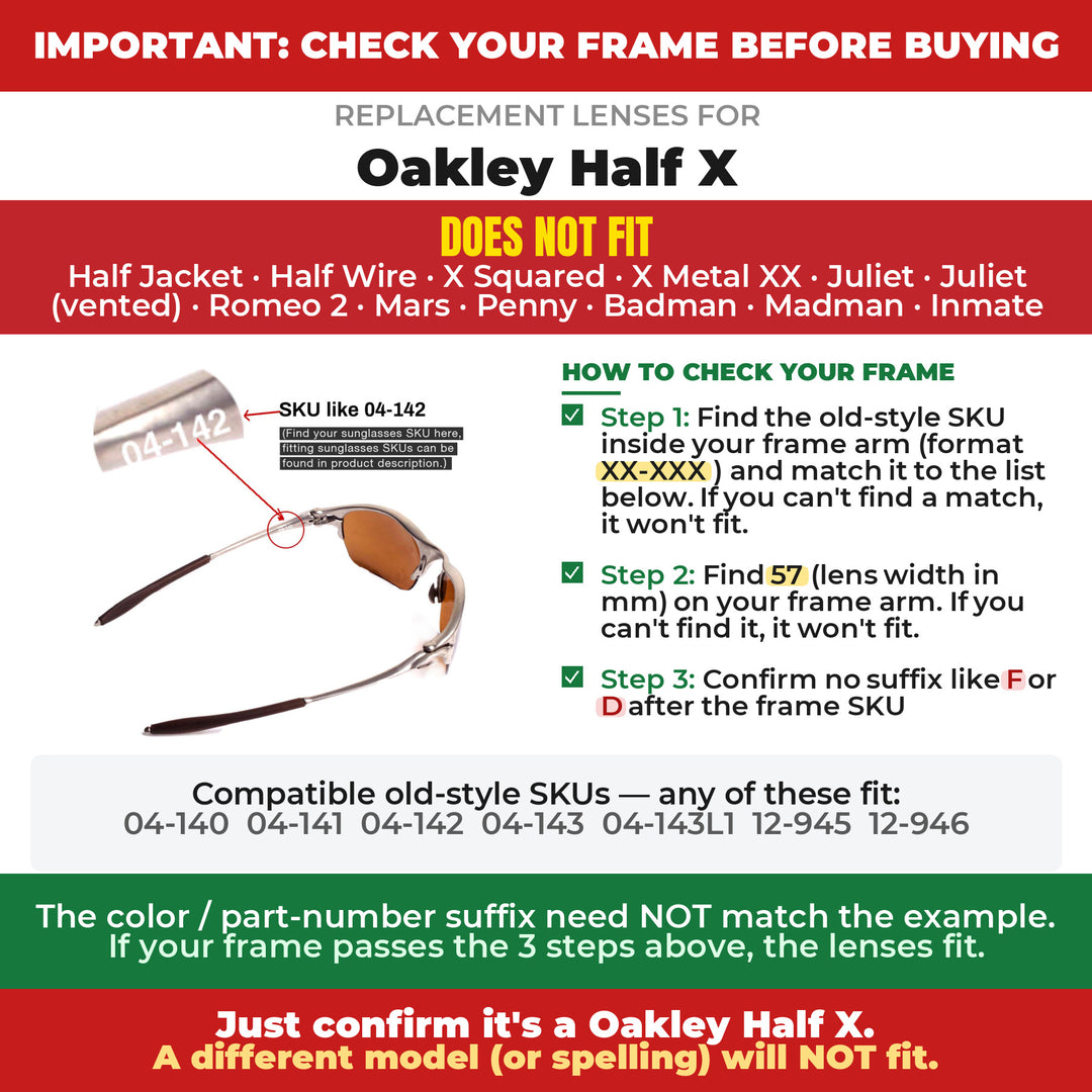 Verify your Oakley Half X frame