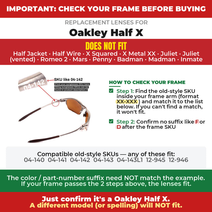 Verify your Oakley Half X frame