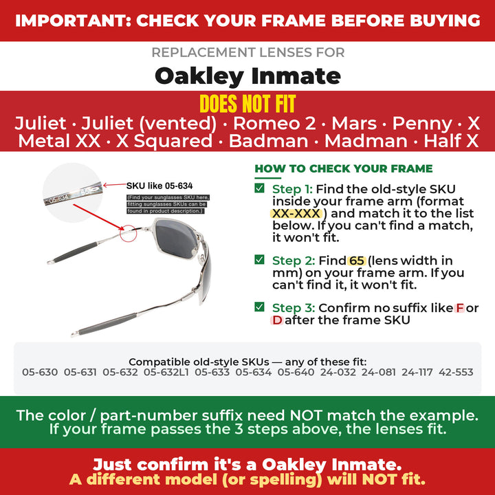 Verify your Oakley Inmate frame
