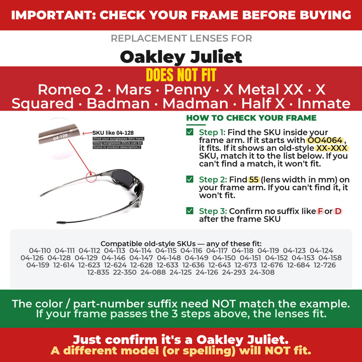 Verify your Oakley Juliet frame