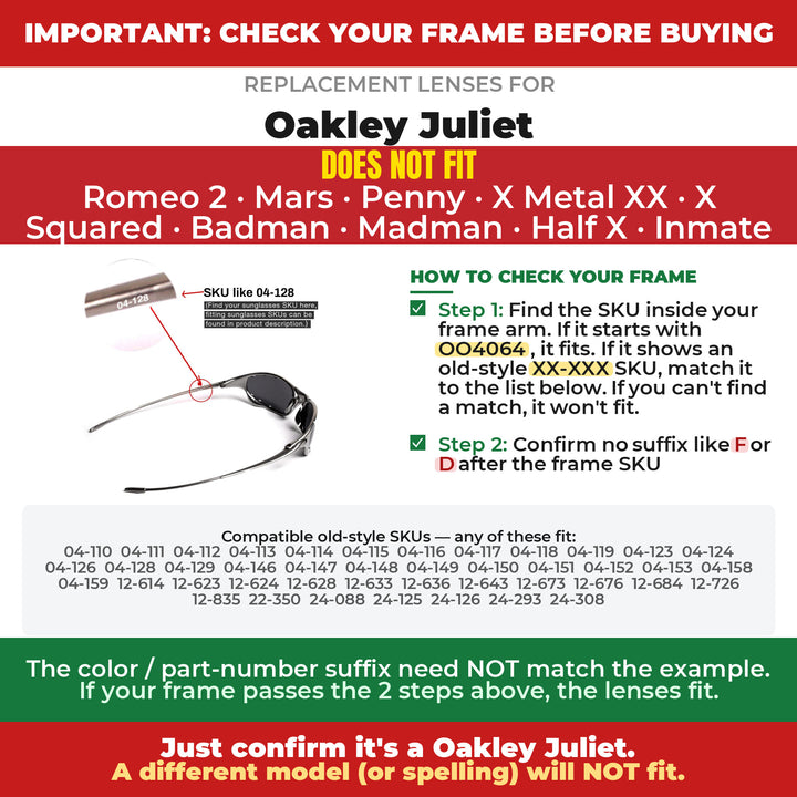 Verify your Oakley Juliet frame