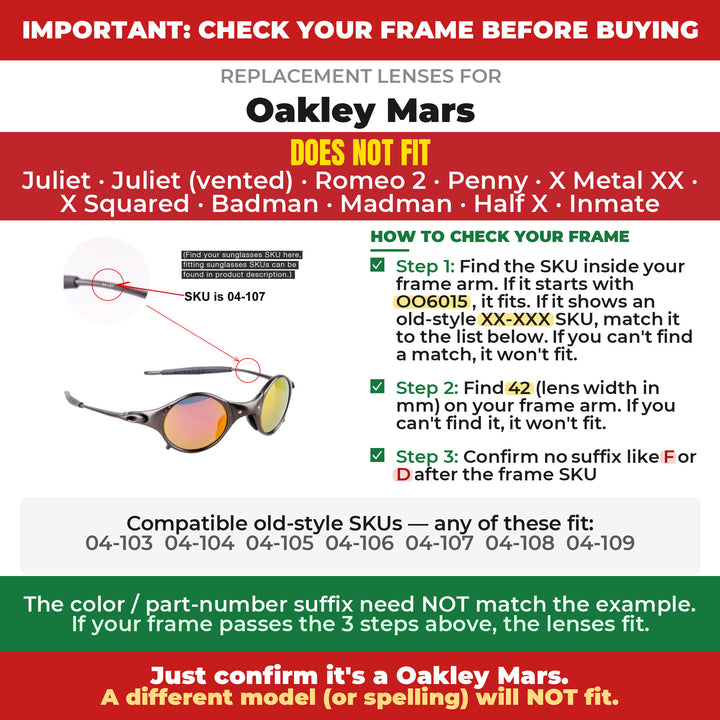 Verify your Oakley Mars frame