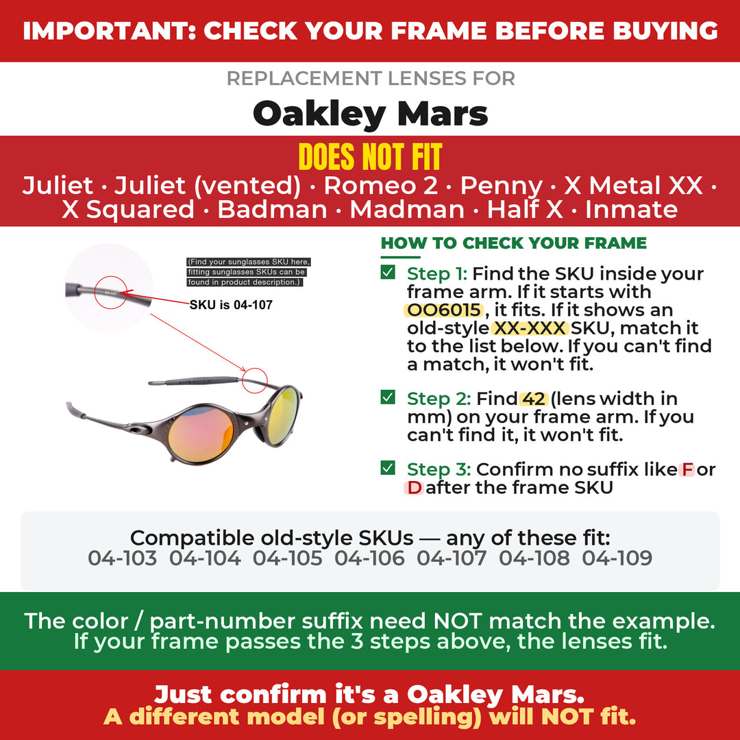 Verify your Oakley Mars frame