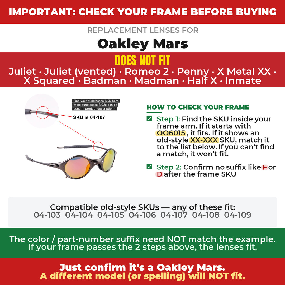 Verify your Oakley Mars frame