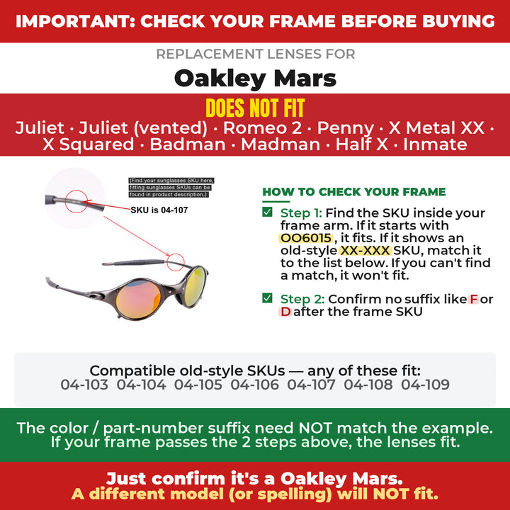 Verify your Oakley Mars frame