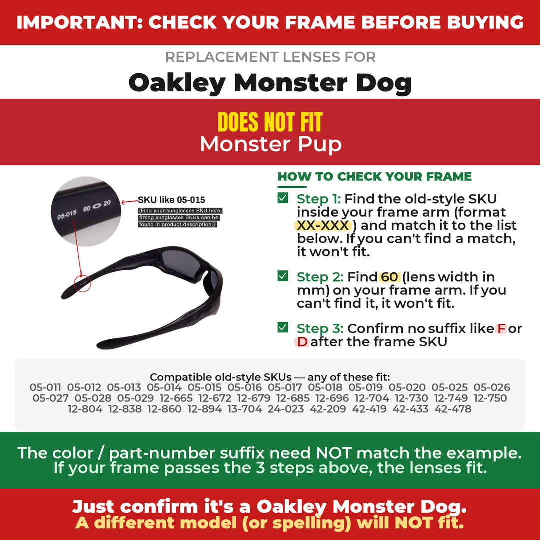 Verify your Oakley Monster Dog frame