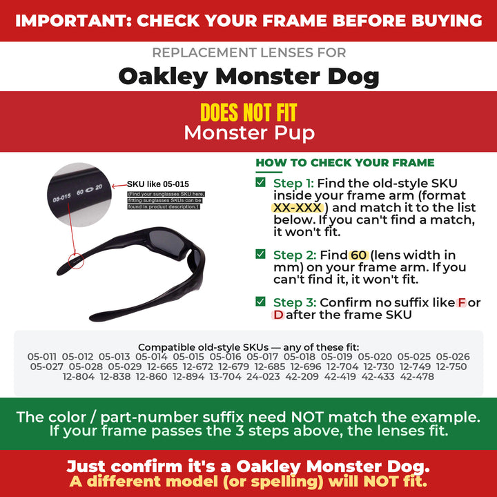 Verify your Oakley Monster Dog frame