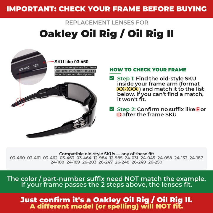 Verify your Oakley Oil Rig / Oil Rig II frame