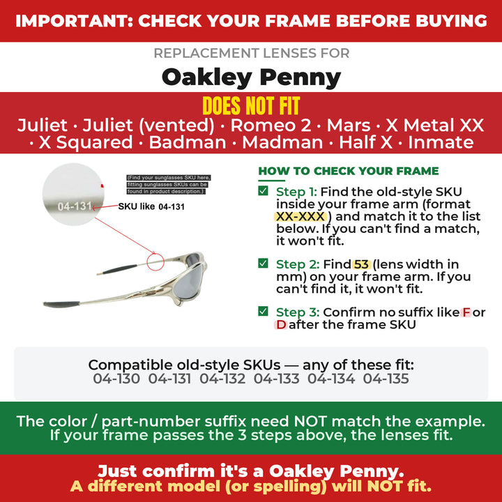 Verify your Oakley Penny frame